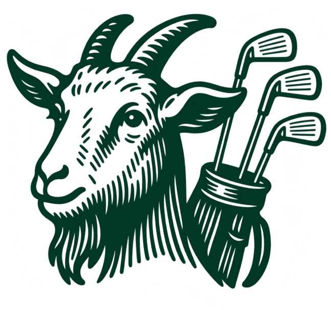 The Goat Track goat and golf clubs